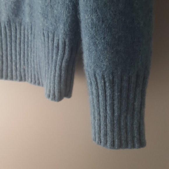 Sacoor Brothers Blue Cozy Soft Wool Blend Sweater, Half Zip - Picture 6 of 15
